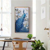 HKM-127571 Peacock Blue 5D Diamond Painting on Canvas - Manual Craft Kit