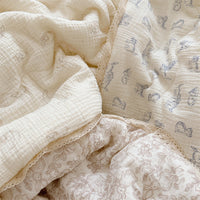 HKM-127571 Pure Cotton Double-Layer Gauze Duvet and Baby Pillow Set for Summer