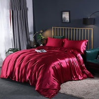 HKM-127571 Silky Double-Sided Ice Silk Washed Silk Four-Piece Bedding Set with Elegant Design
