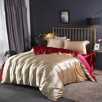 HKM-127571 Silky Double-Sided Ice Silk Washed Silk Four-Piece Bedding Set with Elegant Design