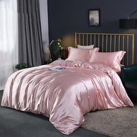 HKM-127571 Silky Double-Sided Ice Silk Washed Silk Four-Piece Bedding Set with Elegant Design