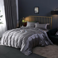 HKM-127571 Silky Double-Sided Ice Silk Washed Silk Four-Piece Bedding Set with Elegant Design