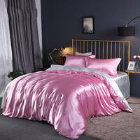 HKM-127571 Silky Double-Sided Ice Silk Washed Silk Four-Piece Bedding Set with Elegant Design