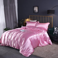 HKM-127571 Silky Double-Sided Ice Silk Washed Silk Four-Piece Bedding Set with Elegant Design