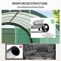 HKM-127571 Spacious Green Polytunnel Greenhouse with Windows and Doors, 3 x 2m, Stainless Steel Frame