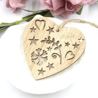 HKM-127699 Creative Hollow Bird Love Pendant - Handmade Birch Wooden Ornaments for Home Décor