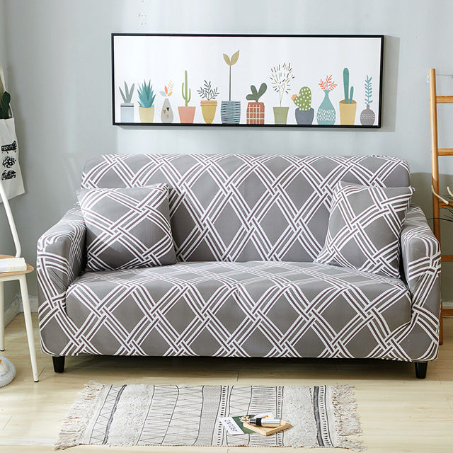 HKM-127955 Geometric Abstract Polyester Sofa Slipcover - Protects Double Seat Sofas, Fits 145-185cm