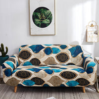 HKM-127955 Geometric Abstract Polyester Sofa Slipcover - Protects Double Seat Sofas, Fits 145-185cm