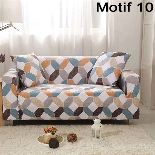 HKM-127955 Geometric Abstract Polyester Sofa Slipcover - Protects Double Seat Sofas, Fits 145-185cm