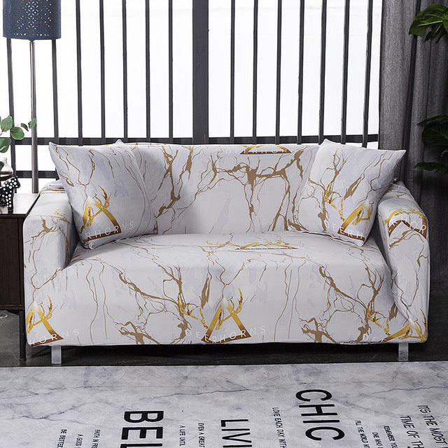 HKM-127955 Geometric Abstract Polyester Sofa Slipcover - Protects Double Seat Sofas, Fits 145-185cm