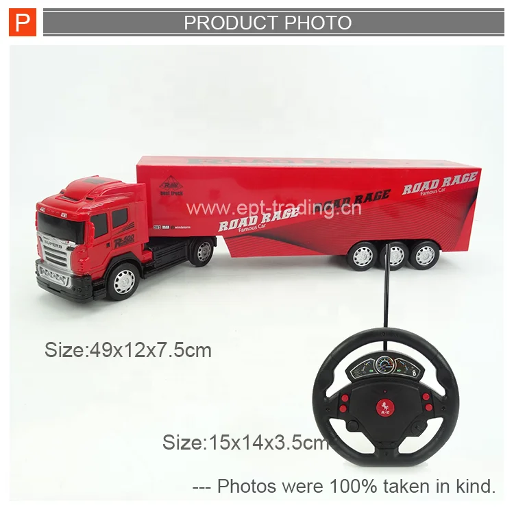 HKM-128211 Remote Control Plastic Trailer Container Toy with Steering Wheel for Kids 6+