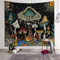 HKM-128211 Starry Mushroom Geometric Polyester Tapestry for Bedroom Decor - Machine Washable, Multiple Sizes Available