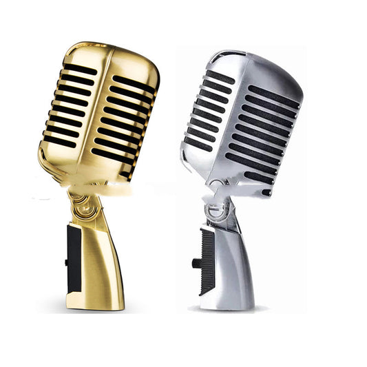 KTX-128275 Dynamic Classical Retro Microphone with Heart-Shaped Pickup Pattern and All-Metal Design, Ideal for Stage and Video Use
