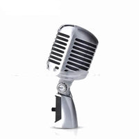HKM-128275 Dynamic Classical Retro Microphone with Heart-Shaped Pickup Pattern and All-Metal Design, Ideal for Stage and Video Use