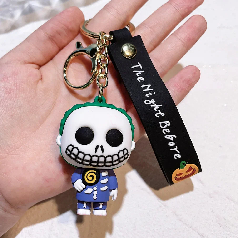HKM-128403 The Nightmare Before Christmas Cartoon Keychain Pendant - Fun Rubber and Silicone Gift for Keys