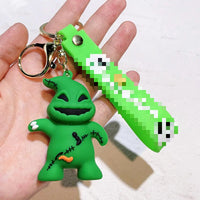 HKM-128403 The Nightmare Before Christmas Cartoon Keychain Pendant - Fun Rubber and Silicone Gift for Keys