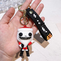 HKM-128403 The Nightmare Before Christmas Cartoon Keychain Pendant - Fun Rubber and Silicone Gift for Keys