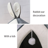 HKM-128723 Cozy Rabbit Ear Nest for Cats and Dogs – Soft Arctic Velvet & PP Cotton