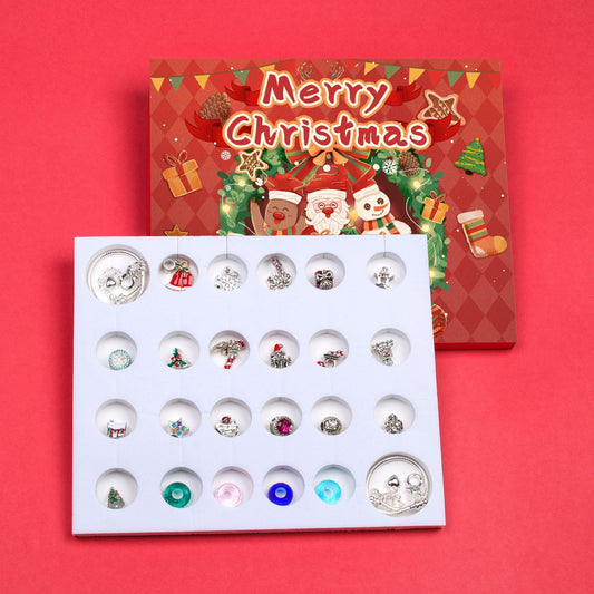 HKM-128851 Christmas Elk Blind Box Bracelet Set for Kids - 24 Grid Design with Red Elk