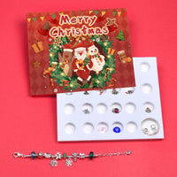 HKM-128851 Christmas Elk Blind Box Bracelet Set for Kids - 24 Grid Design with Red Elk