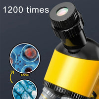 HKM-129299 Kids Educational Microscope Science Experiment Kit - Adjustable Eyepiece, 1200x Magnification, Ages 6+