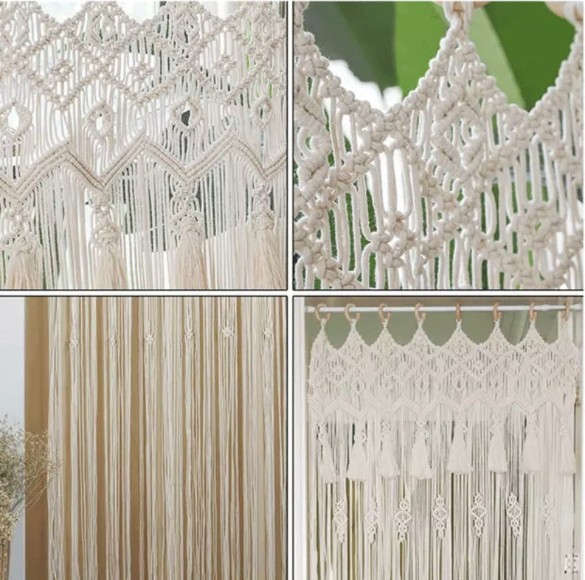 HKM-129427 Hand-Woven Bohemian Tapestry Curtain for Home Decor and Wedding Backdrops