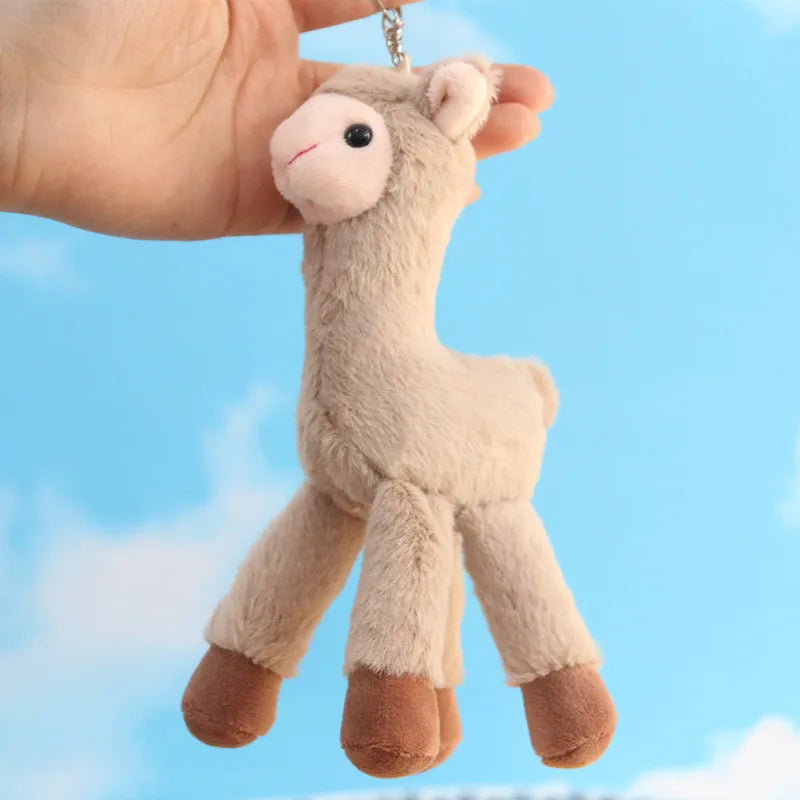 HKM-129555 Kawaii Alpaca Plush Doll Keyring - Soft Mini Stuffed Animal Pendant for Kids