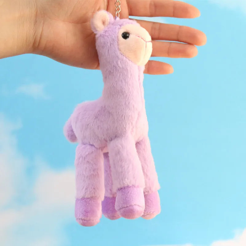 HKM-129555 Kawaii Alpaca Plush Doll Keyring - Soft Mini Stuffed Animal Pendant for Kids
