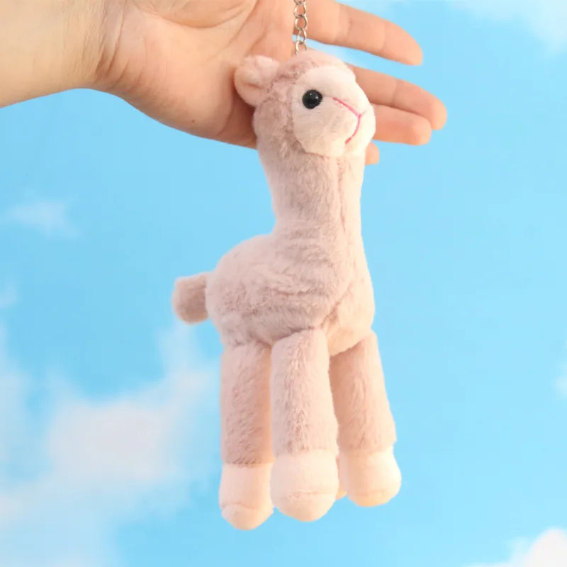 HKM-129555 Kawaii Alpaca Plush Doll Keyring - Soft Mini Stuffed Animal Pendant for Kids