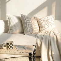 HKM-129619 Cream Velvet Throw Pillowcase with Three-Dimensional Embroidery – Various Sizes Available