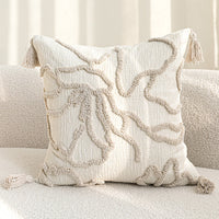 HKM-129619 Cream Velvet Throw Pillowcase with Three-Dimensional Embroidery – Various Sizes Available