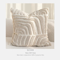 HKM-129619 Cream Velvet Throw Pillowcase with Three-Dimensional Embroidery – Various Sizes Available