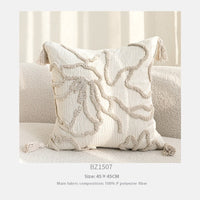 HKM-129619 Cream Velvet Throw Pillowcase with Three-Dimensional Embroidery – Various Sizes Available