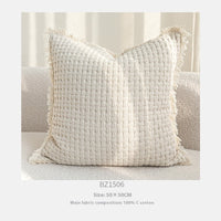 HKM-129619 Cream Velvet Throw Pillowcase with Three-Dimensional Embroidery – Various Sizes Available