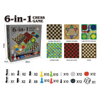 HKM-129683 6-in-1 Educational Family Game Set for Kids - Intelligent Chess and Strategy Toys