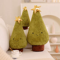 HKM-129683 Plush Cartoon Elk and Christmas Tree Pillows for Holiday Decor