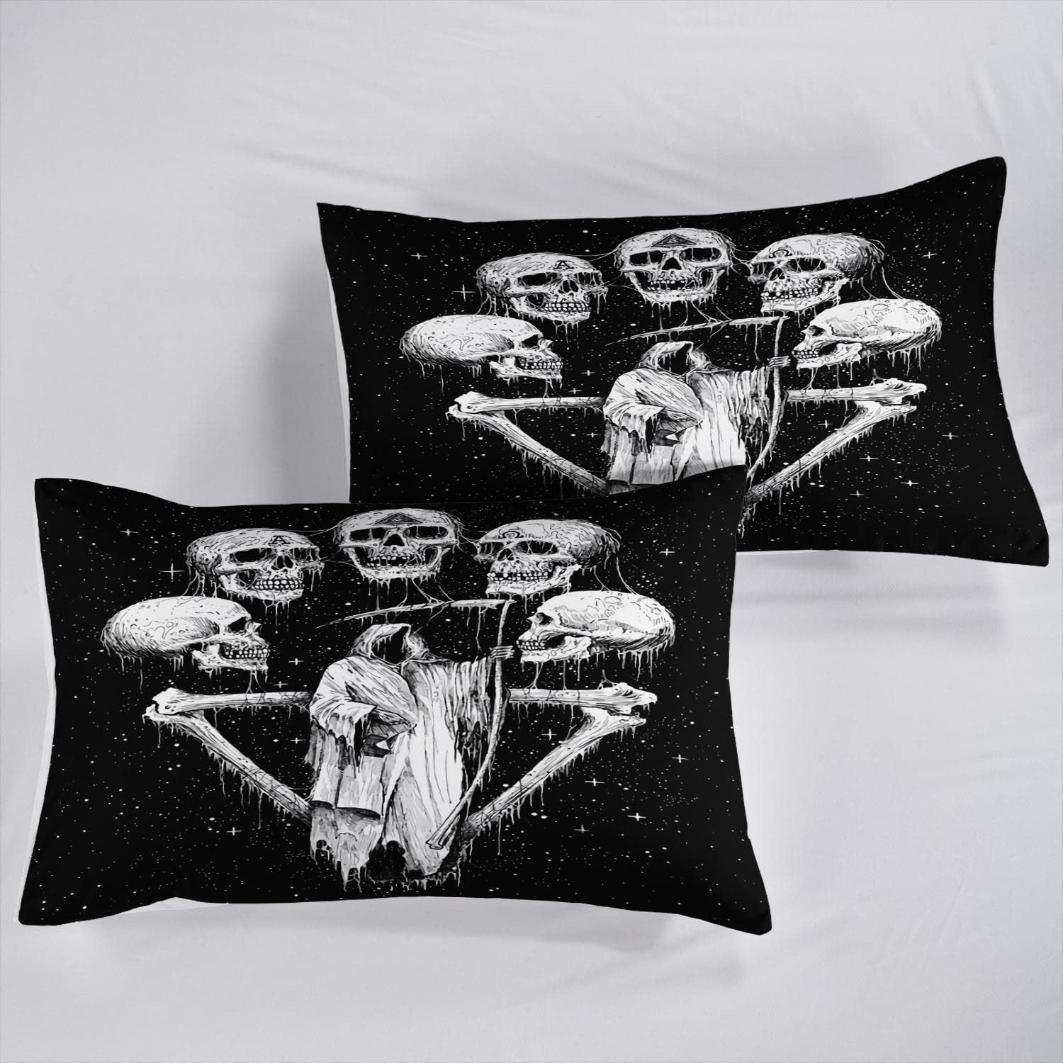 HKM-129875 Skull Print Duvet Cover Set - Modern Chemical Fiber Bedding in Various Sizes