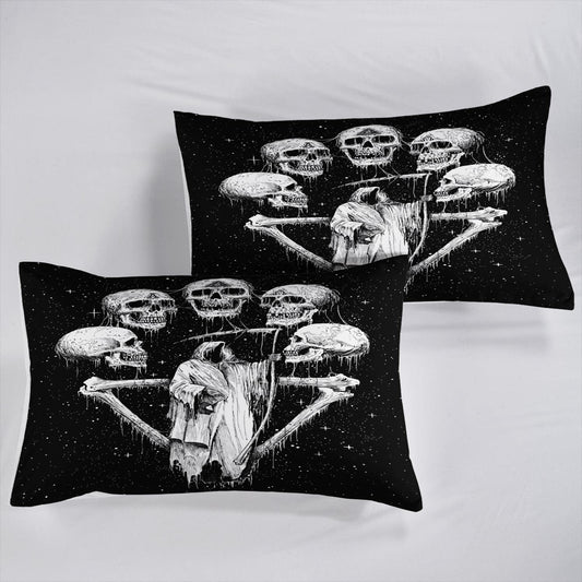 HKM-129875 Skull Print Duvet Cover Set - Modern Chemical Fiber Bedding in Various Sizes