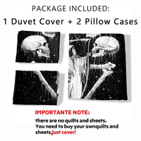 HKM-129875 Skull Print Duvet Cover Set - Modern Chemical Fiber Bedding in Various Sizes