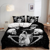 HKM-129875 Skull Print Duvet Cover Set - Modern Chemical Fiber Bedding in Various Sizes