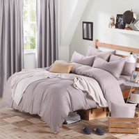 HKM-130195 Cotton 4-Piece Bedding Set - Fitted Sheet, Pillowcases, and Quilt Cover in Assorted Sizes