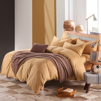 HKM-130195 Cotton 4-Piece Bedding Set - Fitted Sheet, Pillowcases, and Quilt Cover in Assorted Sizes