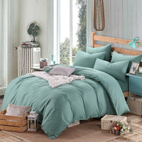 HKM-130195 Cotton 4-Piece Bedding Set - Fitted Sheet, Pillowcases, and Quilt Cover in Assorted Sizes