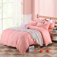 HKM-130195 Cotton 4-Piece Bedding Set - Fitted Sheet, Pillowcases, and Quilt Cover in Assorted Sizes