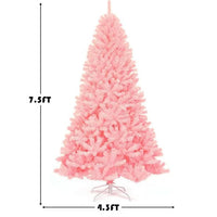 HKM-130323 7.5 Feet Pink Hinged Artificial Christmas Tree with 1258 Branch Tips