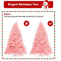 HKM-130323 7.5 Feet Pink Hinged Artificial Christmas Tree with 1258 Branch Tips