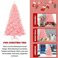 HKM-130323 7.5 Feet Pink Hinged Artificial Christmas Tree with 1258 Branch Tips