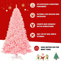 HKM-130323 7.5 Feet Pink Hinged Artificial Christmas Tree with 1258 Branch Tips