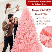 HKM-130323 7.5 Feet Pink Hinged Artificial Christmas Tree with 1258 Branch Tips