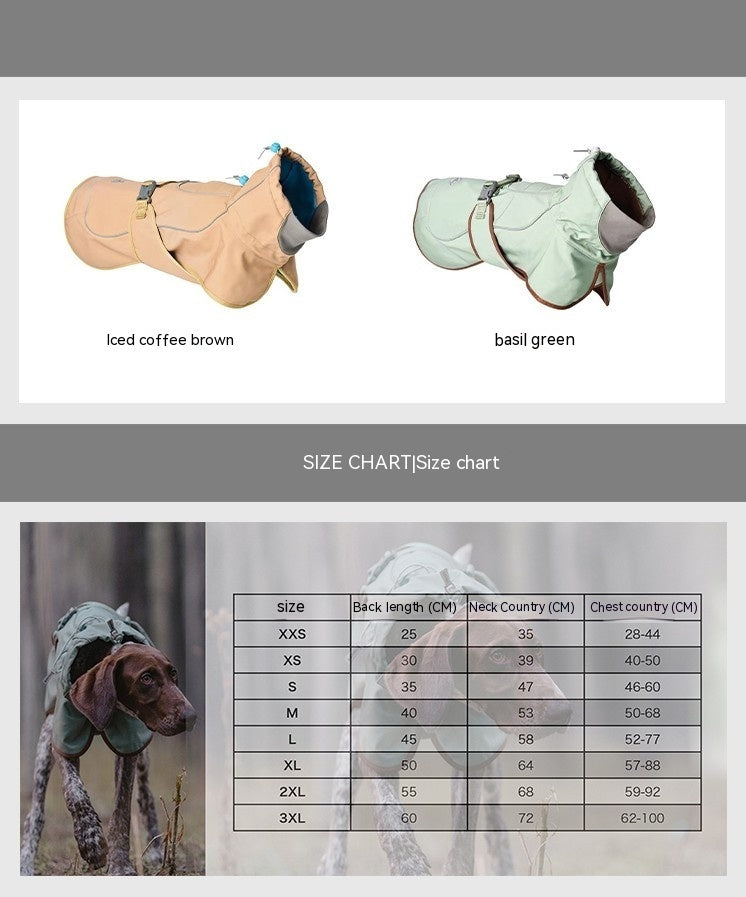 HKM-130515 Warm Waterproof Windproof Outdoor Soft Shell Dog Jacket in Basil Green and Iced Coffee Brown
